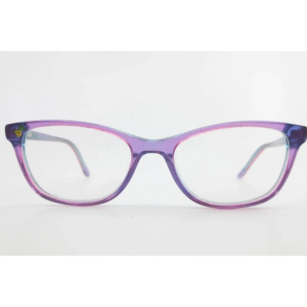Indi KG 20216 PU Eyeglass Frames Purple Teal Cat Eye Glitter 49-16-135 37754